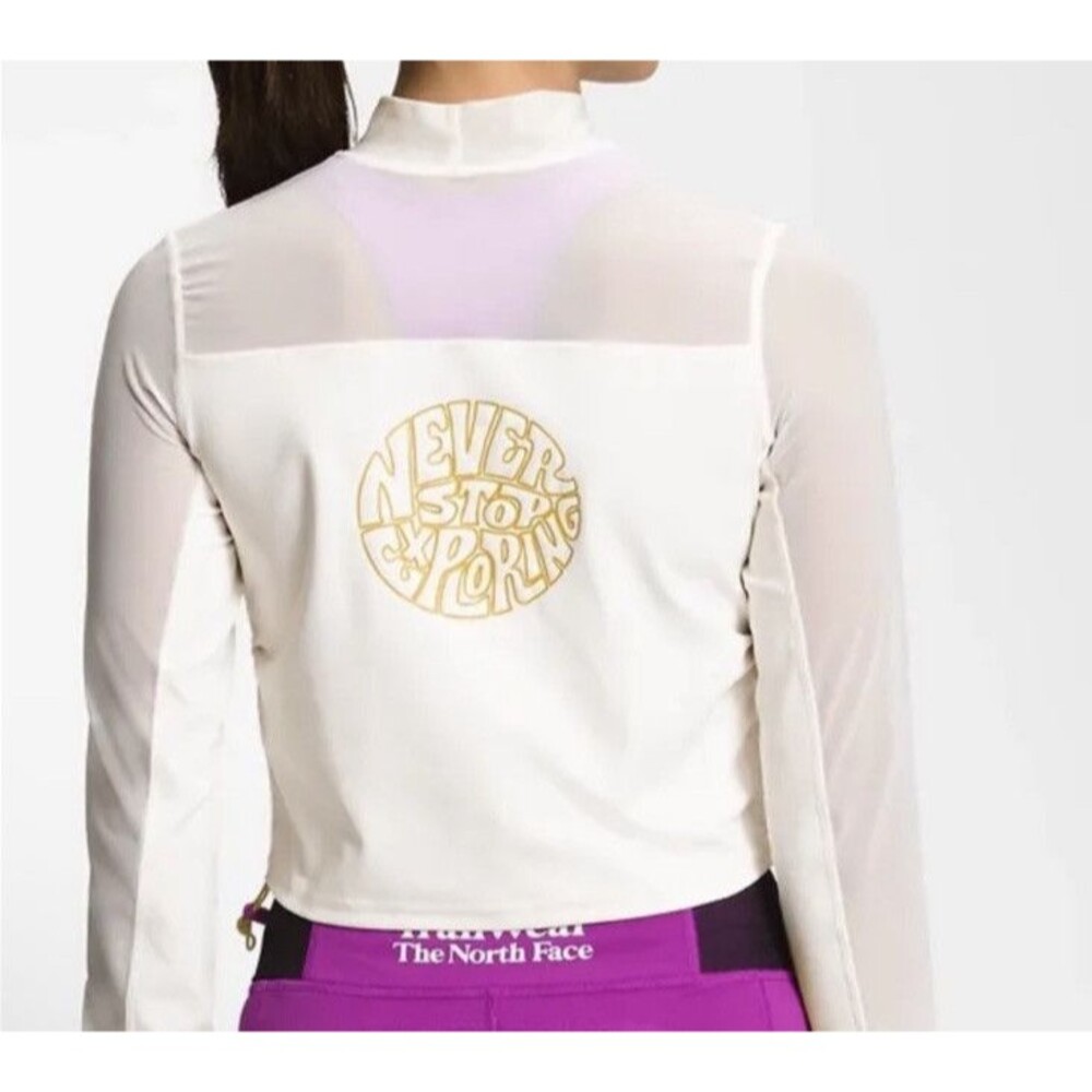 The North Face Women’s Trailwear QTM Mock Neck Sheer Long Sleeve Shirt White XXL - Picture 3 of 13